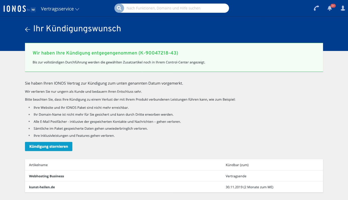 domain kuendigung