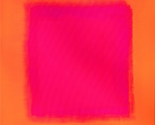 pink-magenta-in-orange-colorfield | 2021 | oil & acrylic on canvas | 80 x 80 x 2 cm
