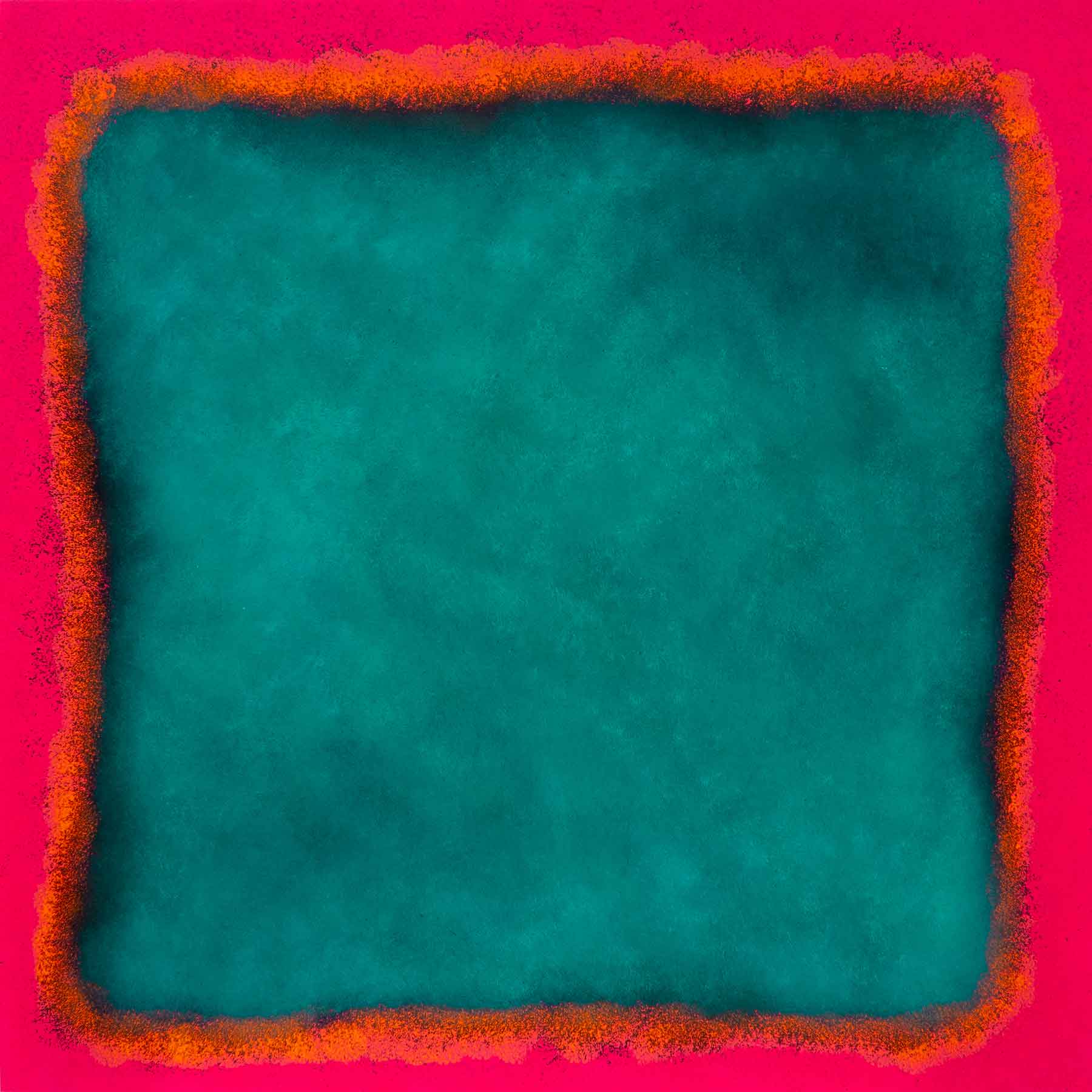 Turqouise Orange Pinkframe | 2021 | Öl & Acryl auf HDF-Platte | 100 x 100 x 0.5 cm